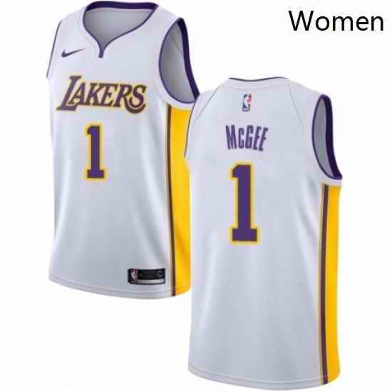 Womens Nike Los Angeles Lakers 1 JaVale McGee Authentic White NBA Jersey Association Edition